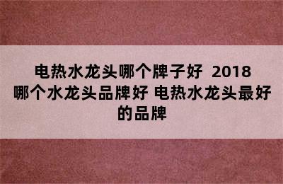 电热水龙头哪个牌子好  2018哪个水龙头品牌好 电热水龙头最好的品牌